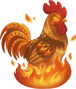 Roosta's rooster at Burning
